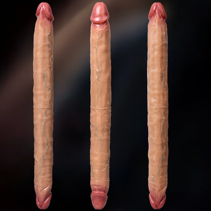 Fantasy Flesh Silicone Realistic Double Dildo - Exclusive Insertion Toy for Lesbian Play