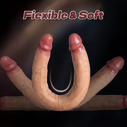 Fantasy Flesh Silicone Realistic Double Dildo - Exclusive Insertion Toy for Lesbian Play