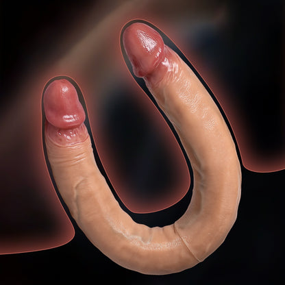 Fantasy Flesh Silicone Realistic Double Dildo - Exclusive Insertion Toy for Lesbian Play