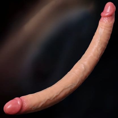 Fantasy Flesh Silicone Realistic Double Dildo - Exclusive Insertion Toy for Lesbian Play