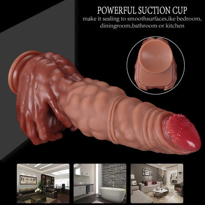 Fantasy Big Giant Silicone Dildo – Huge Testicle Extreme Vaginal Fetish Women Masturbator