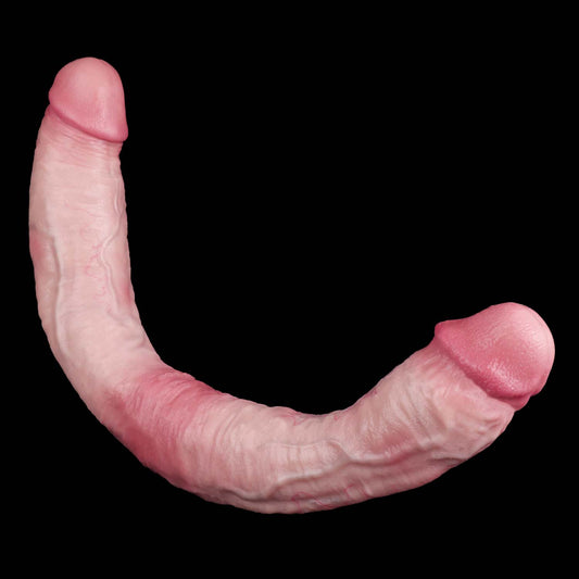 Extra-Long Double-Ended Dildo for Two — Platinum Silicone Dual-Head Dildo with Gradient Finish, Veined Shaft & Shared Pleasure Design