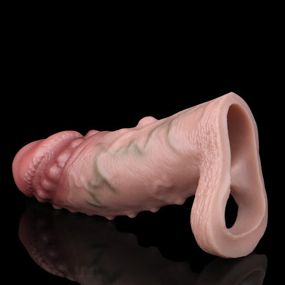 Realistic Penis Sleeve Spiked Condom - Fantasy Lifelike Cocksleeve Sex Toys for Men Extender