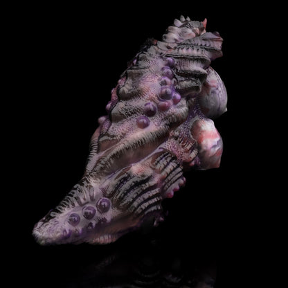 Alien Hive Pocket Pussy – Platinum Silicone Dual-Channel Monster Stroker with Void Purple & Flesh-Pink Sacs