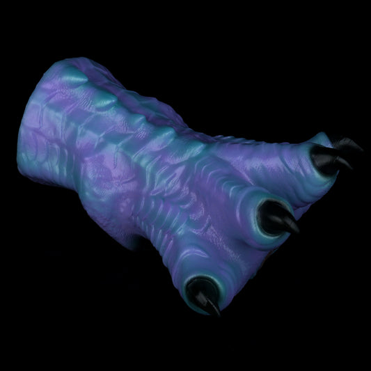 Dragon Claw Pocket Pussy — Platinum Silicone Fantasy Dragon Paw Masturbator with Scale Texture, Black Claws & Dark Red Accent