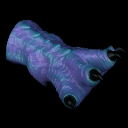 Dragon Claw Pocket Pussy — Platinum Silicone Fantasy Dragon Paw Masturbator with Scale Texture, Black Claws & Dark Red Accent