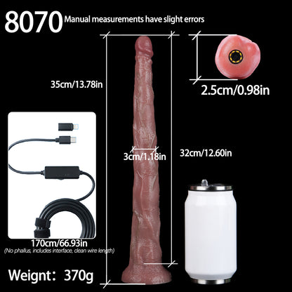 See Inside Long Dildo | Endoscope Camera Realistic Shaft — 3MP HD Lens, 8-LED Ring Light, App-Connected, IP68 Waterproof & Suction Cup Base in Platinum Silicone