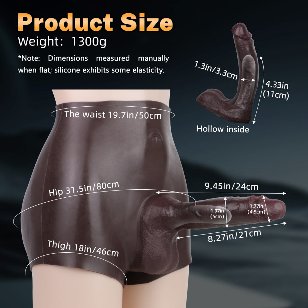 Male Penis Strap-On Fantasy Sheath Underwear - Black Silicone Extension and Enlargement Wearable Toy