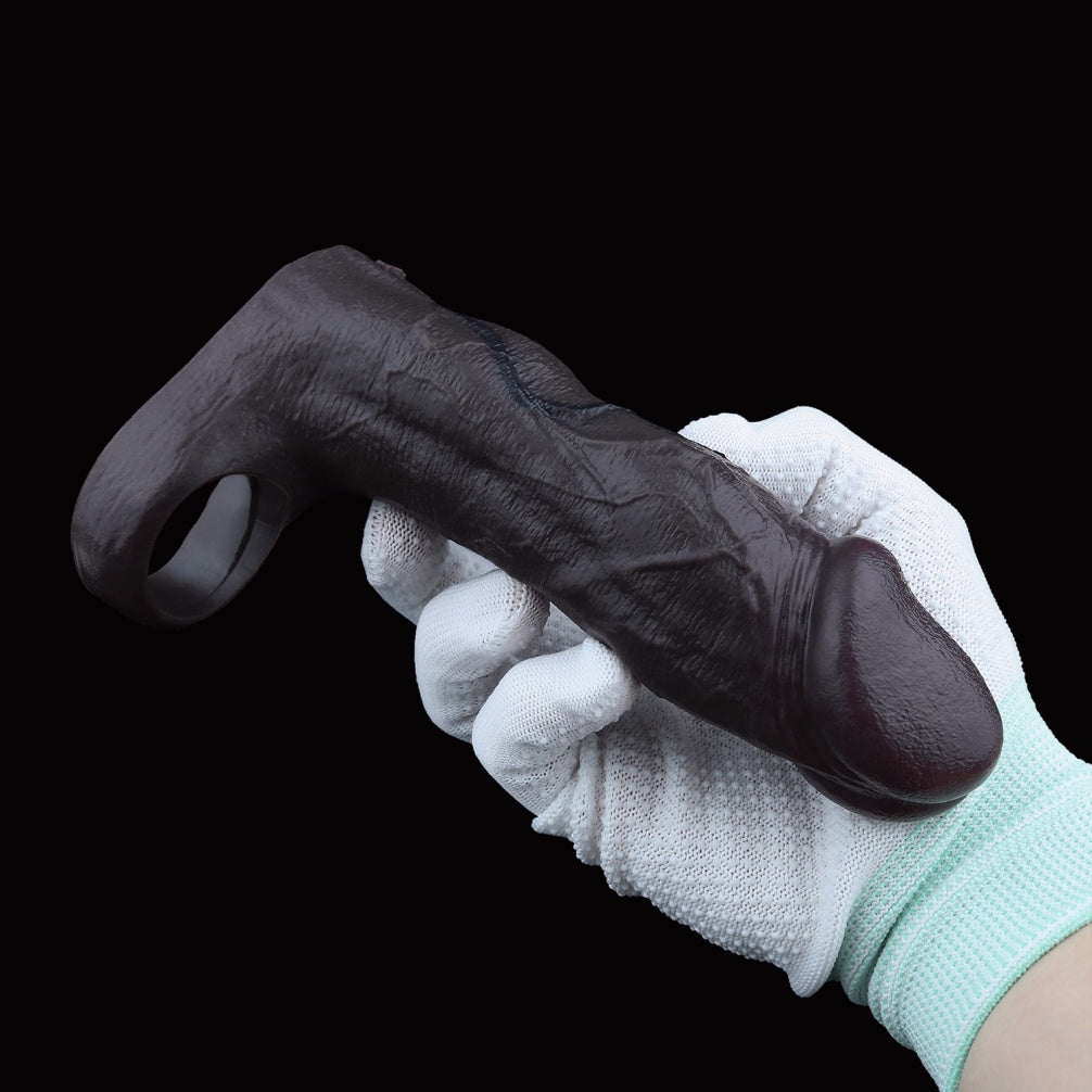 Black Silicone Realistic Cock Sleeve-6.22 Inch Penis Extender & Performance Enhancer for Men