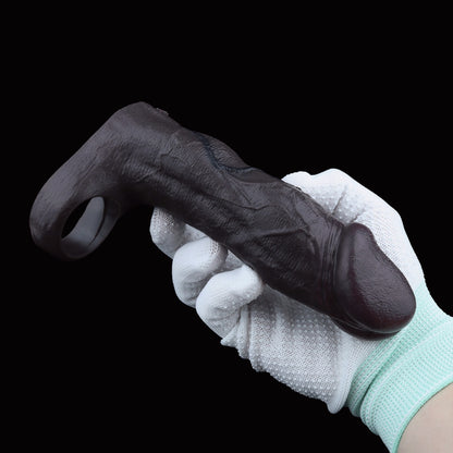 Black Silicone Realistic Cock Sleeve-6.22 Inch Penis Extender & Performance Enhancer for Men