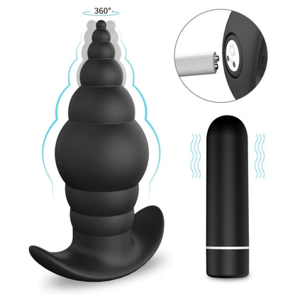 Strap-On Analkugeln Vibrierender Silikon-Buttplug - Unisex-Einführ-Bondage-Spielzeug