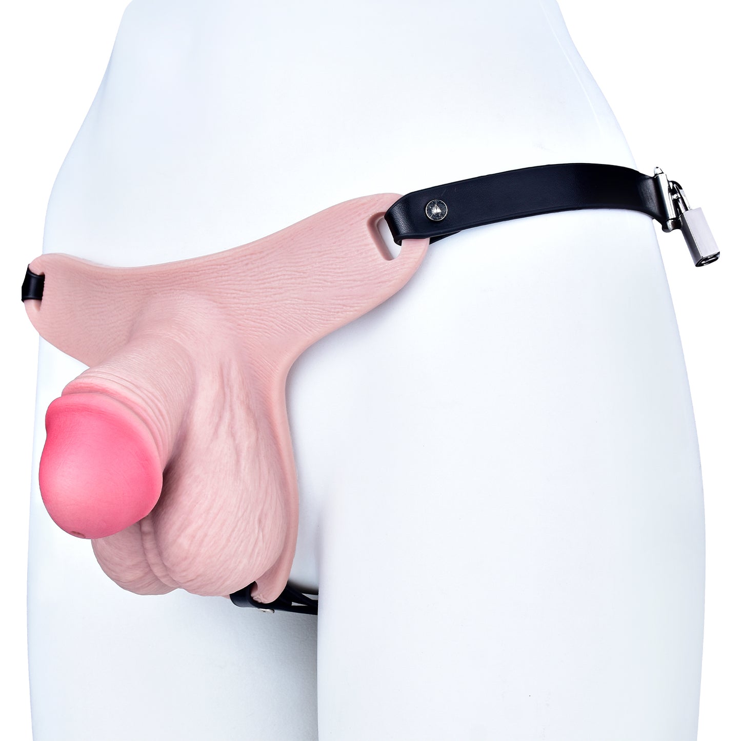 Realistic Silicone Chastity Pants with Urethral Opening — Platinum Silicone Male Chastity Cage for Long-Term BDSM Wear