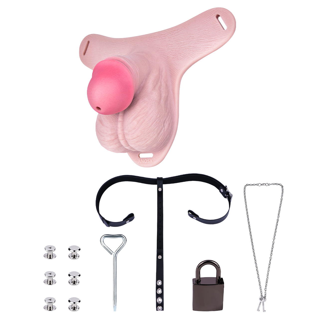 Realistic Silicone Chastity Pants with Urethral Opening — Platinum Silicone Male Chastity Cage for Long-Term BDSM Wear