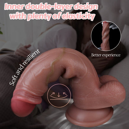 Strapon Realistischer Spritz-Strapon-Dildo – Zweilagiges Silikon-Sexspielzeug für intensive weibliche Orgasmen