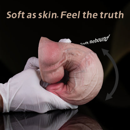 Thick Realistic Dual-Layer Silicone Dildo - Suction Cup Dildo for Vaginal Expansion and G-Spot Stimulation