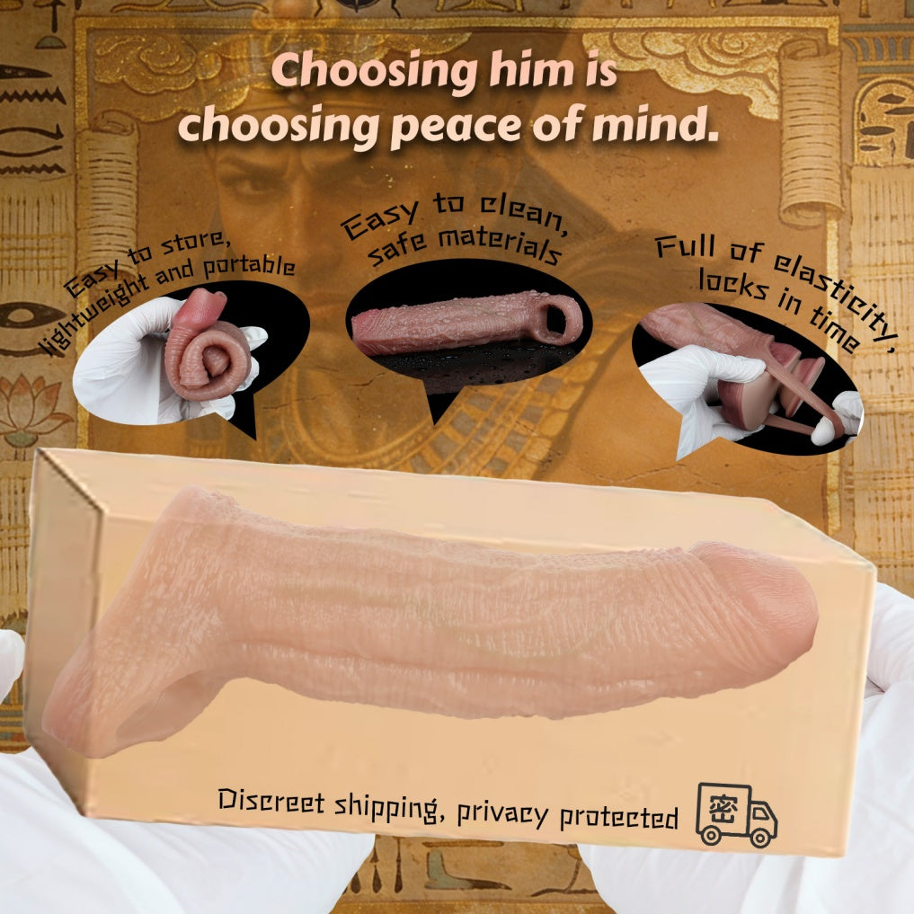 Fleischige Silikon-Penis-Manschette mit Sperrring – Realistische Ader-Textur Tragbares Sexspielzeug für Männer