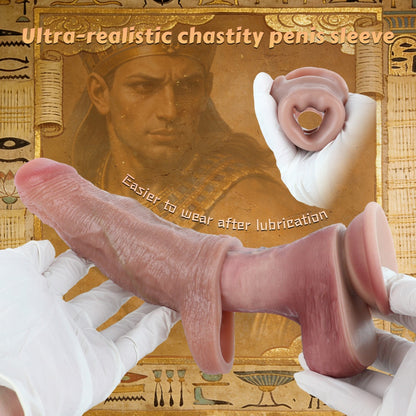 Fleischige Silikon-Penis-Manschette mit Sperrring – Realistische Ader-Textur Tragbares Sexspielzeug für Männer