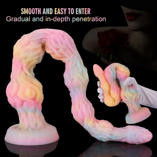 Luminous Silicone Tentacle Long Anal Dildo - Deep G-Spot & Vaginal Expansion Fetish Sex Toys for Women