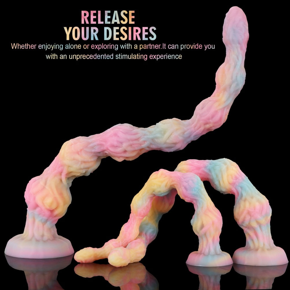 Luminous Silicone Tentacle Long Anal Dildo - Deep G-Spot & Vaginal Expansion Fetish Sex Toys for Women