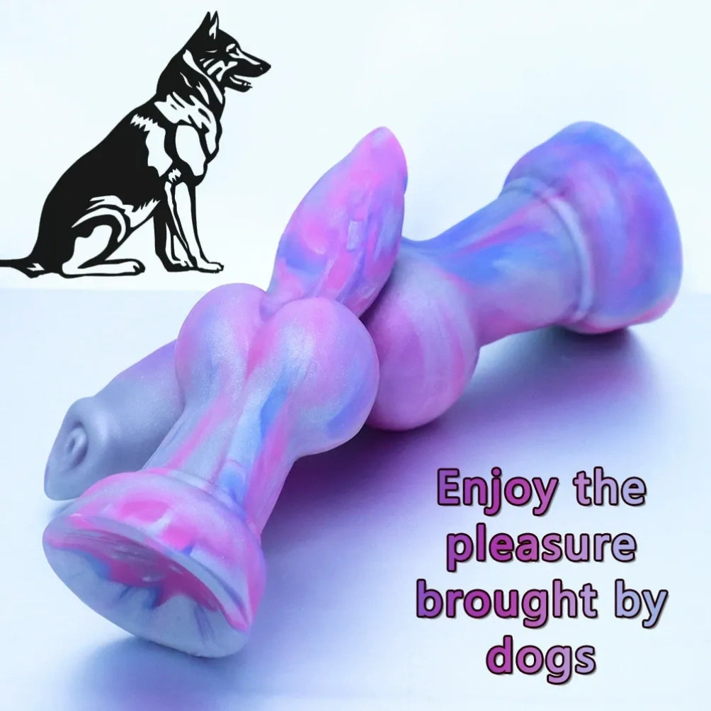 Iridescent Silicone Fantasy Dog Knot Dildo – Expanding Sensation & Orgasmic Massage Toy