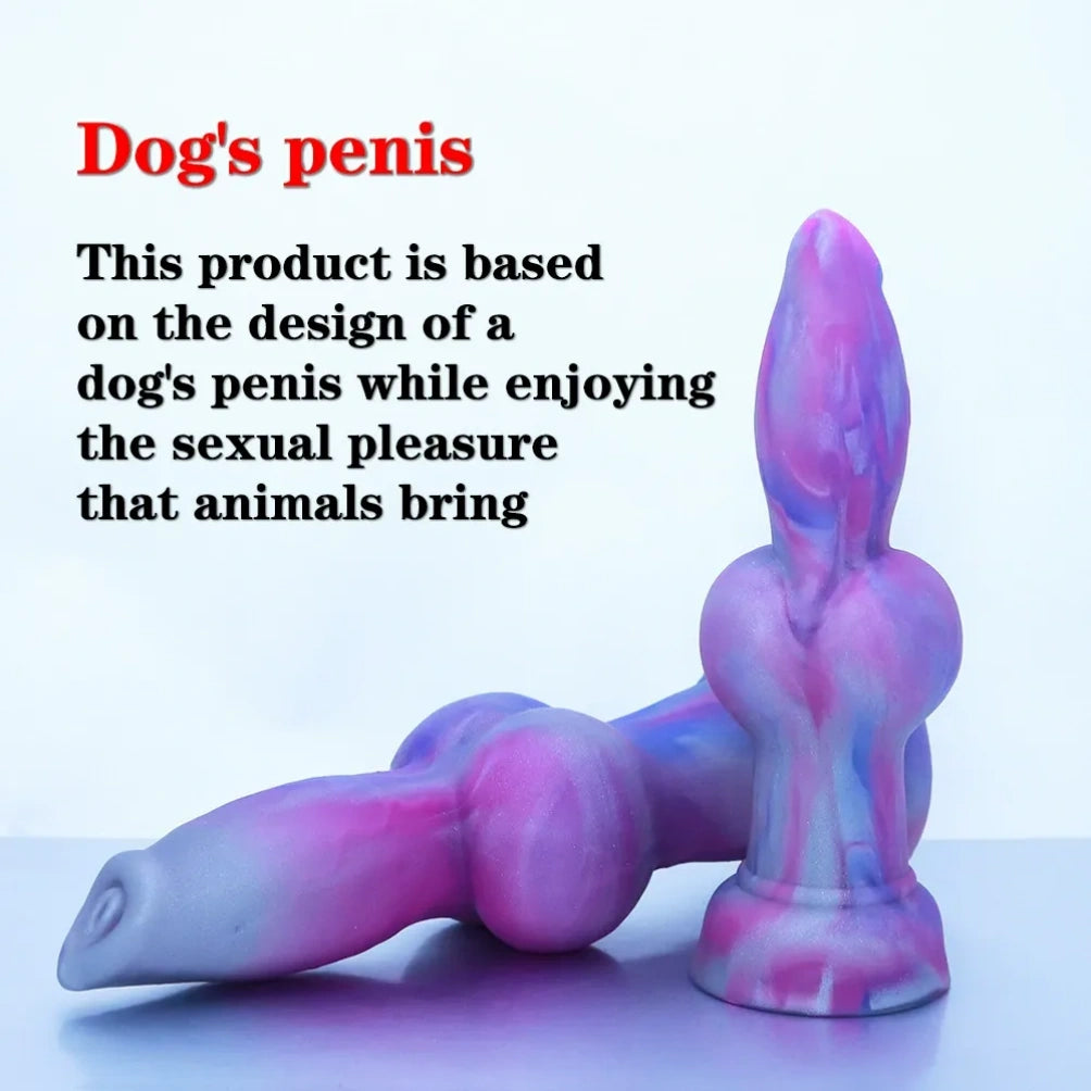 Iridescent Silicone Fantasy Dog Knot Dildo – Expanding Sensation & Orgasmic Massage Toy