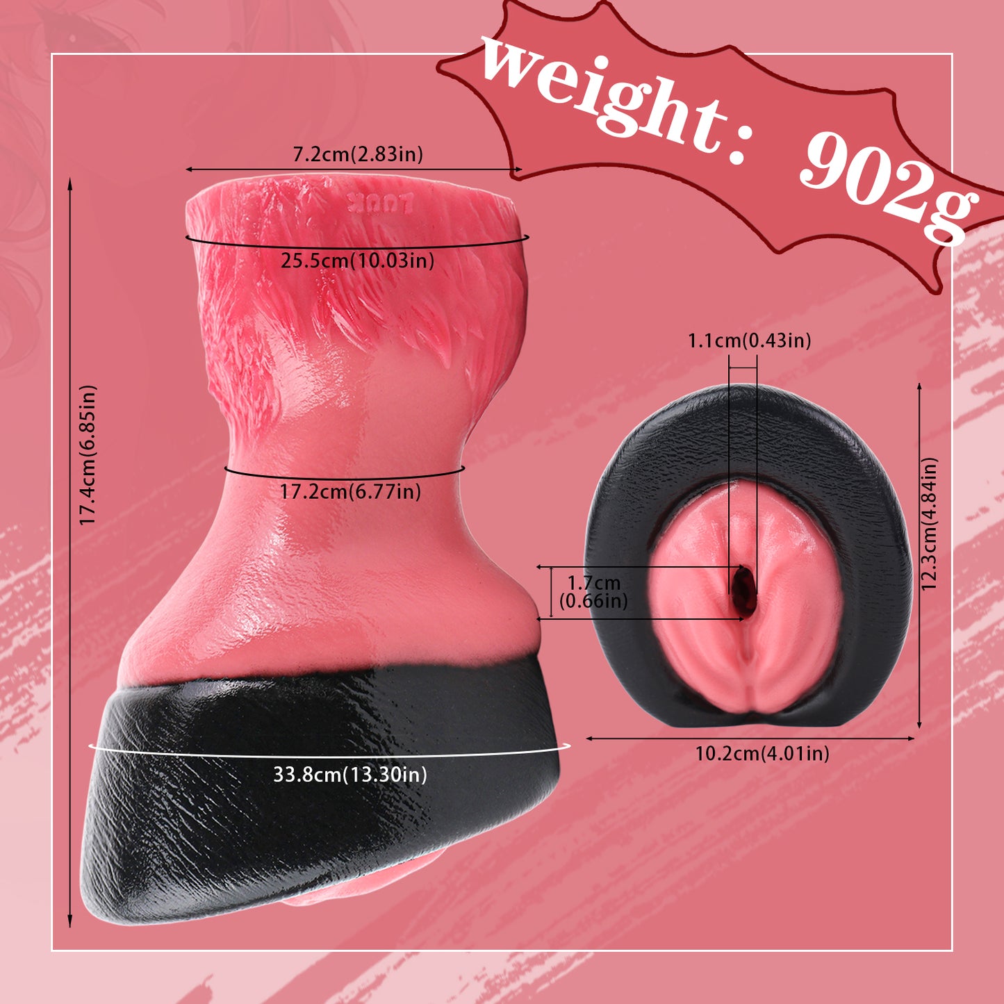 Dual-Entry Horse Hoof Pocket Pussy – Platinum Silicone Fantasy Stroker for Men
