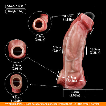 Realistic Veined Silicone Cock Sleeve with Locking Ring – Platinum Penis Extender That Adds Size, Texture & Stamina