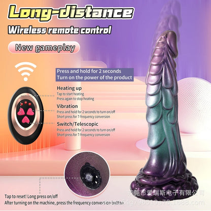 Thrusting Dragon Dildo | Platin-Silikon-Fantasy-Vibrator mit Fernbedienung & Heizfunktion – Domlust