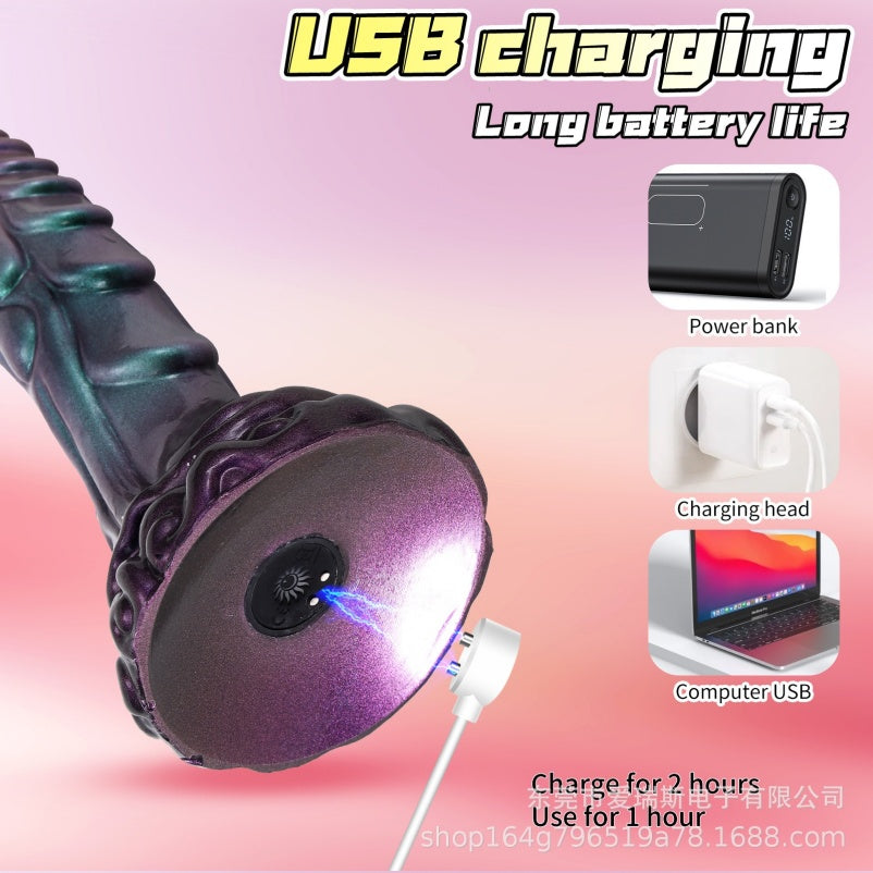Thrusting Dragon Dildo | Platin-Silikon-Fantasy-Vibrator mit Fernbedienung & Heizfunktion – Domlust