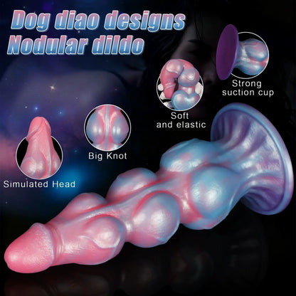 Fantasy Dog Knot Dildo Women Masturbator - Extreme Silicone Graduated Muscle Women Sex Toy