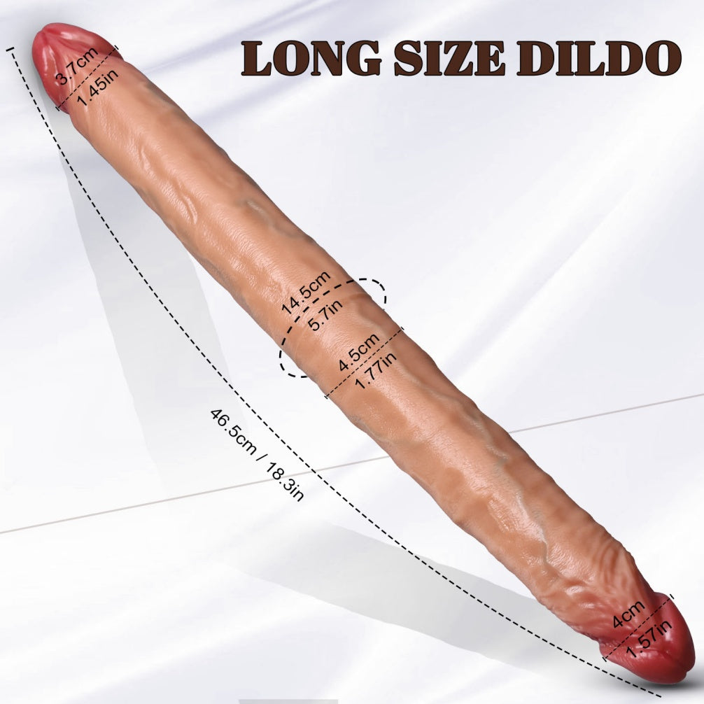 Realistic Fleshy Silicone Double Dildo – Flexible for Lesbian & Couples Play