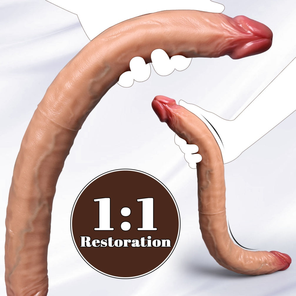 Realistic Fleshy Silicone Double Dildo – Flexible for Lesbian & Couples Play