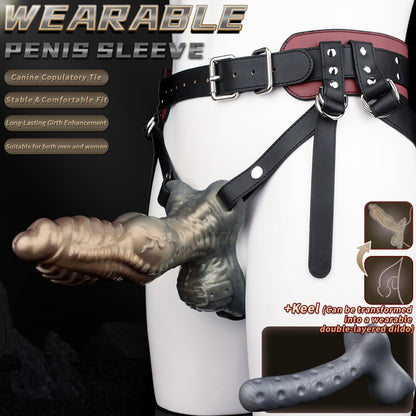 Silicone Penis Extender & Fantasy Masturbation Sleeve-Wearable Monster Knot Sex Toys for Men