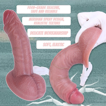 Realistic Dual Density Squirting Dildo — Platinum Silicone Strap-On with Ejaculating Function