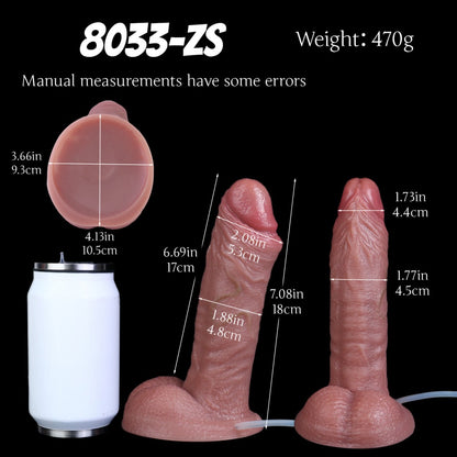 Realistic Dual Density Squirting Dildo — Platinum Silicone Strap-On with Ejaculating Function