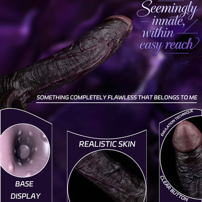 Black Platinum Silicone Penis Sleeve | Realistic Dick Sleeve with 9-Mode Vibration & Wireless Remote