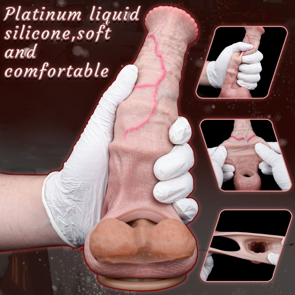 Realistic Horse Penis Sleeve & Silicone Extender – Textured Fantasy Sheath for Girth, Length & Stamina