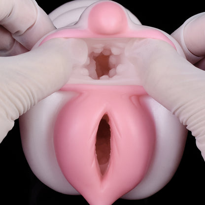 Jouet sexuel de chatte de poche en silicone fantaisie pour hommes - Big Sprial Soft Double Vaginal Penis Massasger