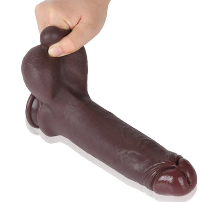 Ebenholz-Dildo mit großem Hoden und Saugnapf, Anal-Sexspielzeug – nackte Haut, echter Schwanz, Masturbator für Frauen
