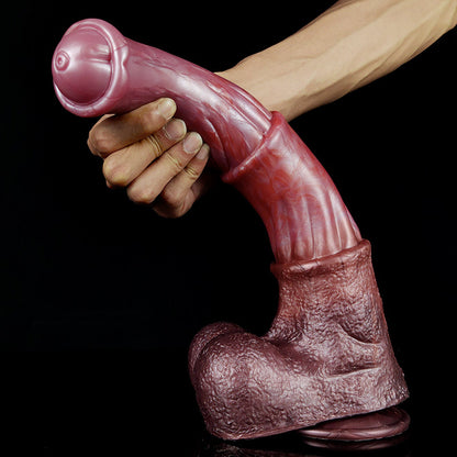 Großer Hoden-Pferdedildo-Buttplug - Silikon-Saugnapf, lebensechtes Monsterdildo-Sexspielzeug für Frauen