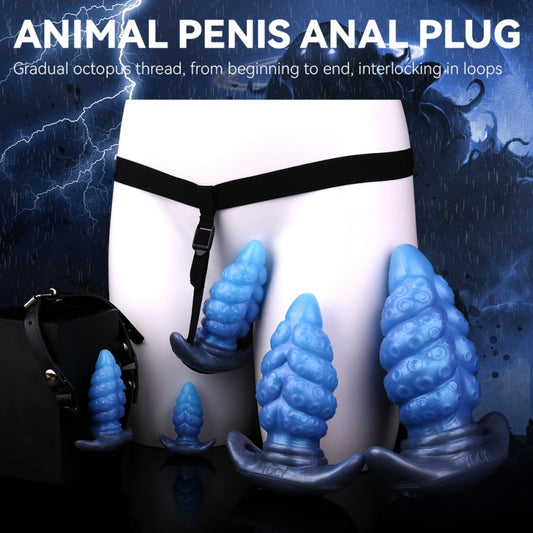 Gode anal tentaculaire en silicone fantaisie – Gode ceinture à base d'ancre avec esthétique des profondeurs marines