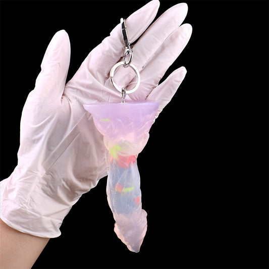 Mini breloques colorées en forme de petit gode - Cadeau coquin en silicone transparent pour femme
