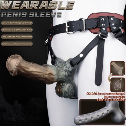 Fantasy Horse Knot Silicone Penis Sleeve & Cock Extender - Wearable Strap-On Dildo for Men with Erectile Challenges