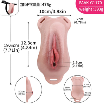 Femboy Silikon Fake-Vagina-Blatt | Tragbare realistische künstliche Vagina mit Strap-on-Geschirr
