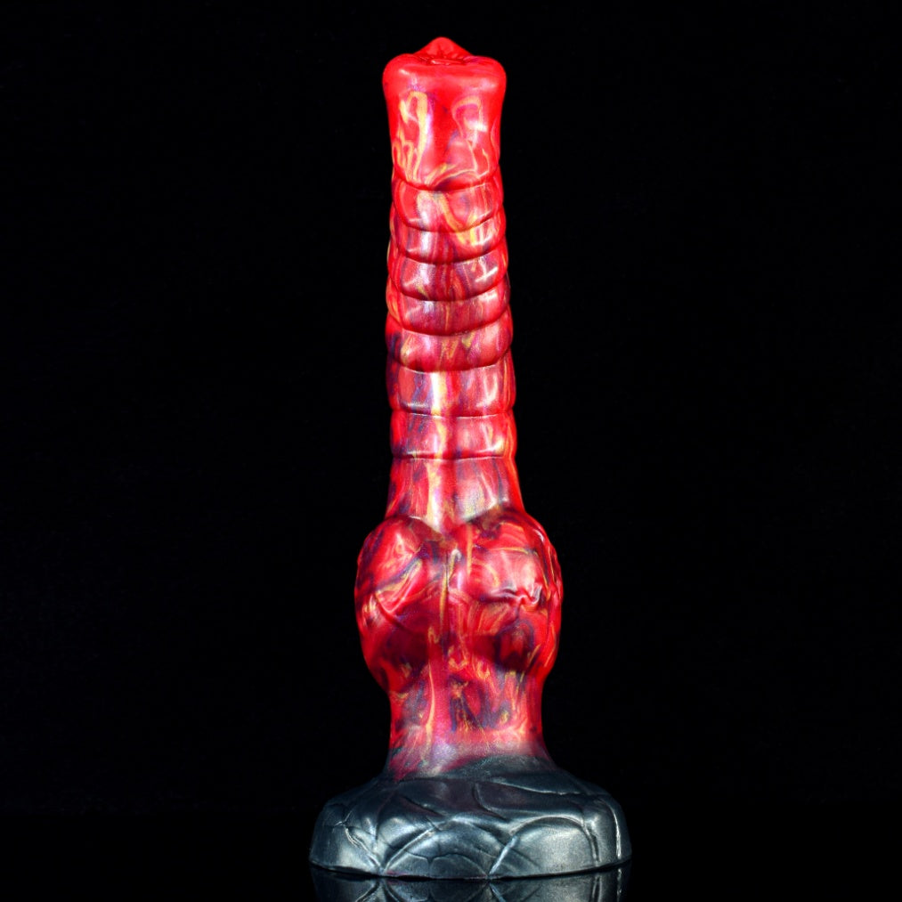 Godemiché en silicone rouge sang avec ventouse - Godemiché monstrueux de dragon pour l'expansion vaginale