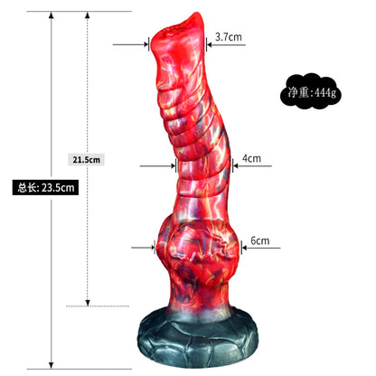 Godemiché en silicone rouge sang avec ventouse - Godemiché monstrueux de dragon pour l'expansion vaginale