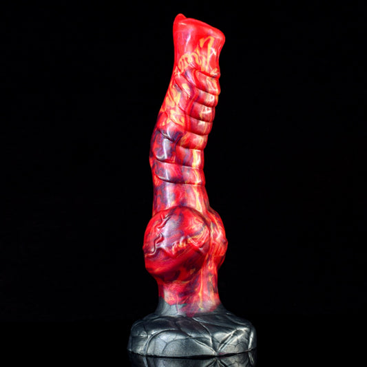 Blood-Red Silicone Fantasy Knot Dildo with Suction Cup - Dragon Monster Cock for Vaginal Expansion