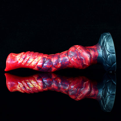 Godemiché en silicone rouge sang avec ventouse - Godemiché monstrueux de dragon pour l'expansion vaginale
