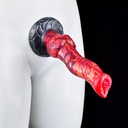 Godemiché en silicone rouge sang avec ventouse - Godemiché monstrueux de dragon pour l'expansion vaginale