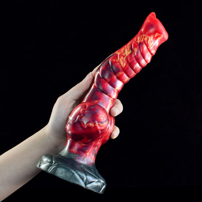 Godemiché en silicone rouge sang avec ventouse - Godemiché monstrueux de dragon pour l'expansion vaginale